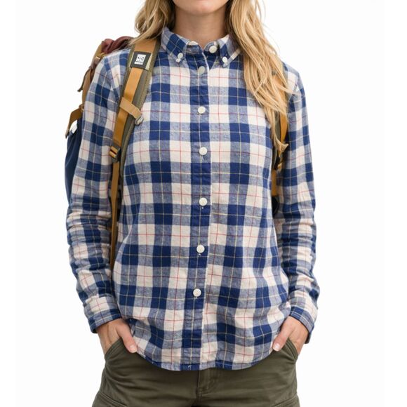 Penfield Tops - Penfield Plaid Flannel Shirt Blue Cream Red Boyfriend Outdoors Fit Size M